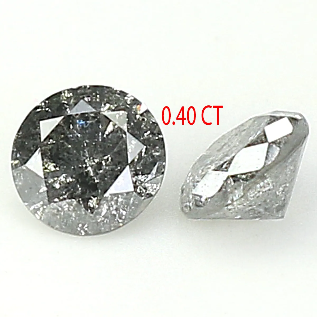 0.40 CT Natural Loose Round Cut Pair Diamond Salt And Pepper Round Shape Diamond 3.70 MM Black Grey Color Round Brilliant Cut Di