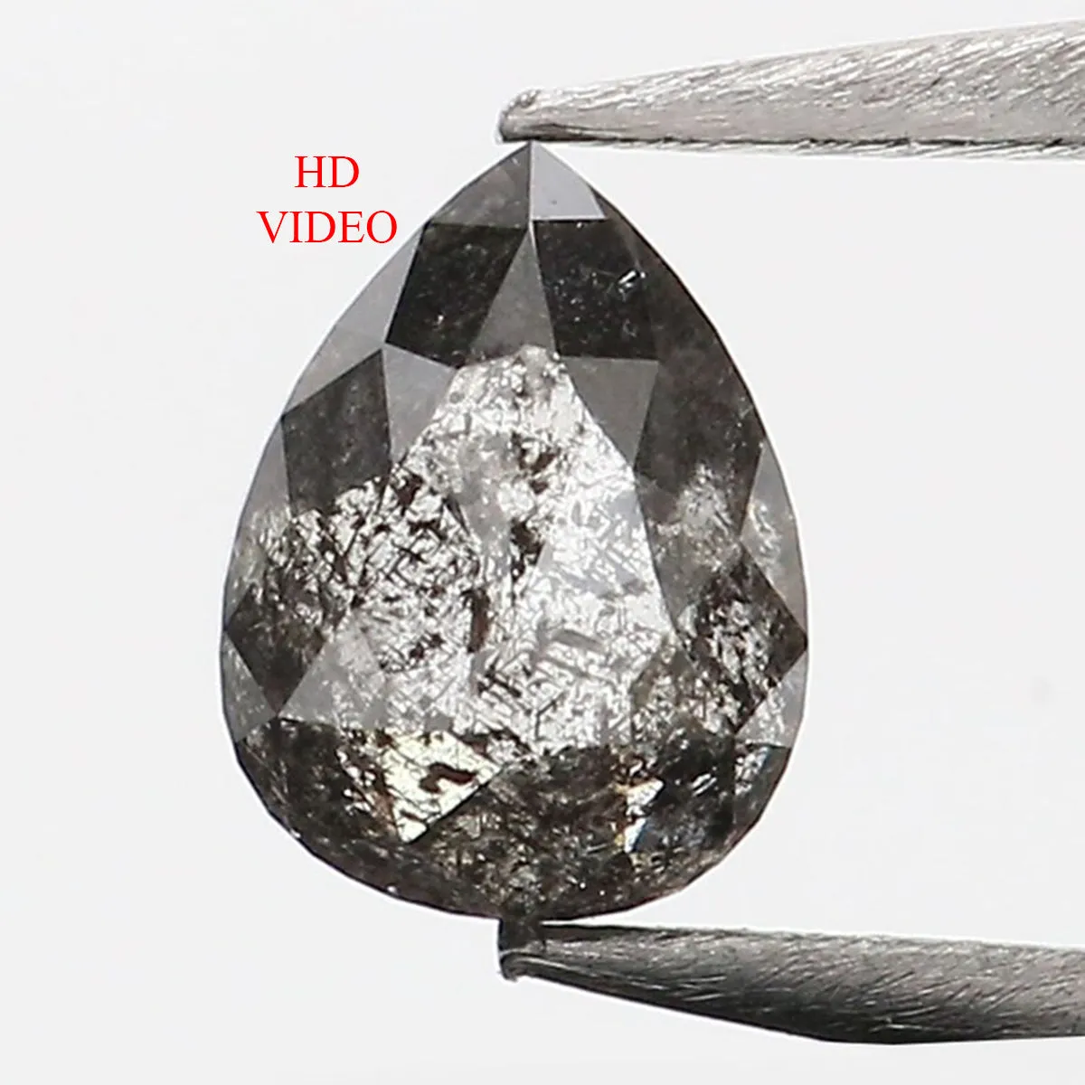 0.52 Ct Natural Loose Pear Shape Diamond Salt And Pepper Pear Cut Diamond 5.55 MM Natural Black Grey Diamond Pear Rose Cut Diamo