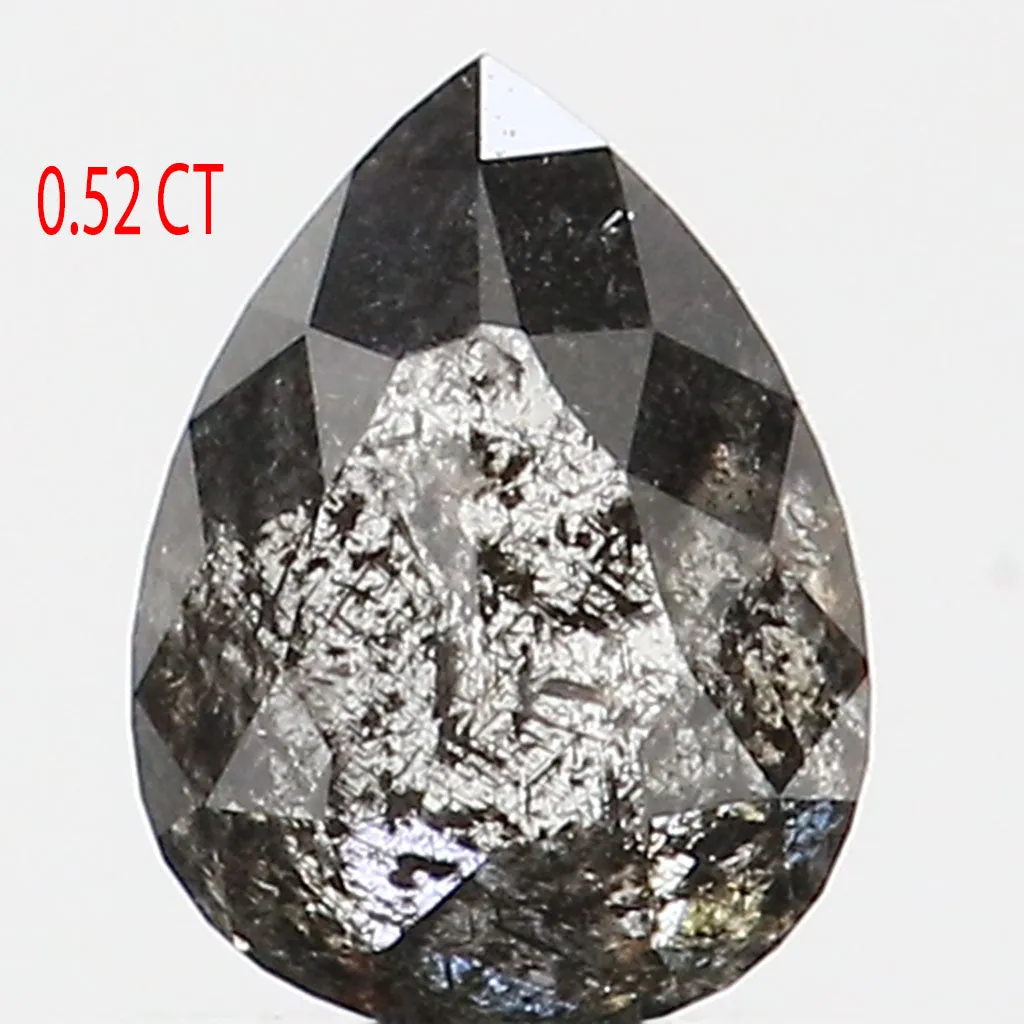 0.52 Ct Natural Loose Pear Shape Diamond Salt And Pepper Pear Cut Diamond 5.55 MM Natural Black Grey Diamond Pear Rose Cut Diamo