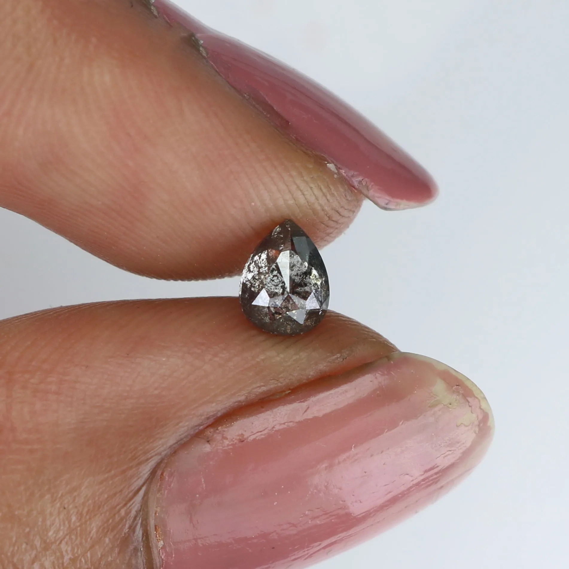 0.52 Ct Natural Loose Pear Shape Diamond Salt And Pepper Pear Cut Diamond 5.55 MM Natural Black Grey Diamond Pear Rose Cut Diamo