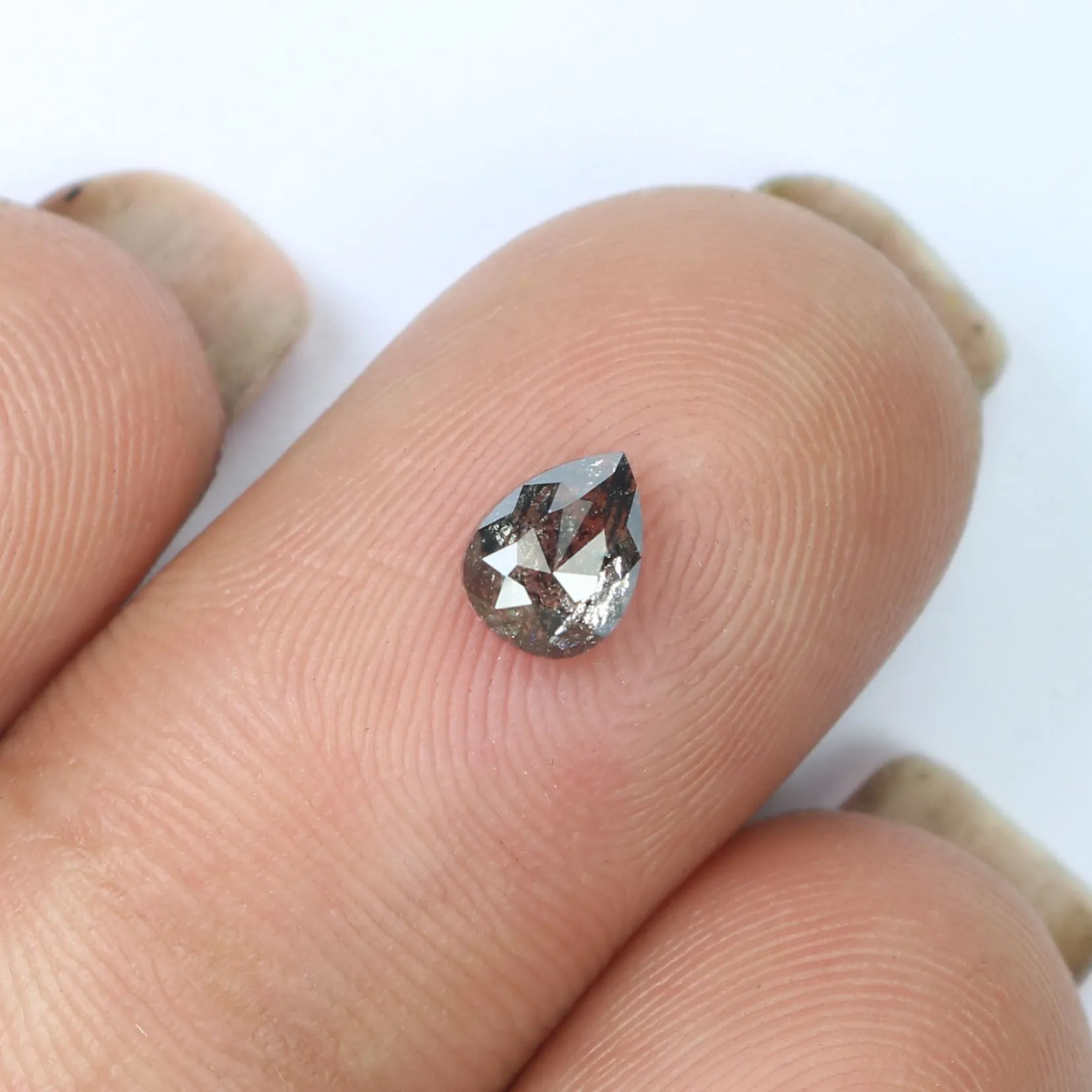 0.52 Ct Natural Loose Pear Shape Diamond Salt And Pepper Pear Cut Diamond 5.55 MM Natural Black Grey Diamond Pear Rose Cut Diamo