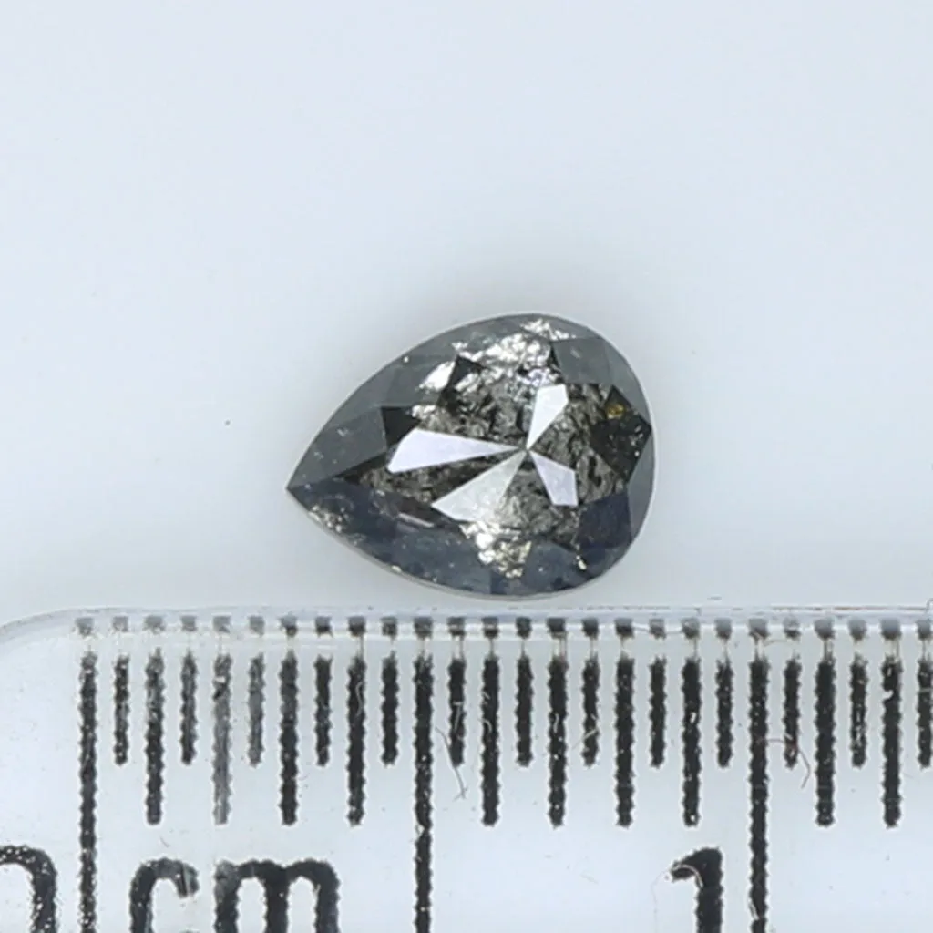 0.52 Ct Natural Loose Pear Shape Diamond Salt And Pepper Pear Cut Diamond 5.55 MM Natural Black Grey Diamond Pear Rose Cut Diamo