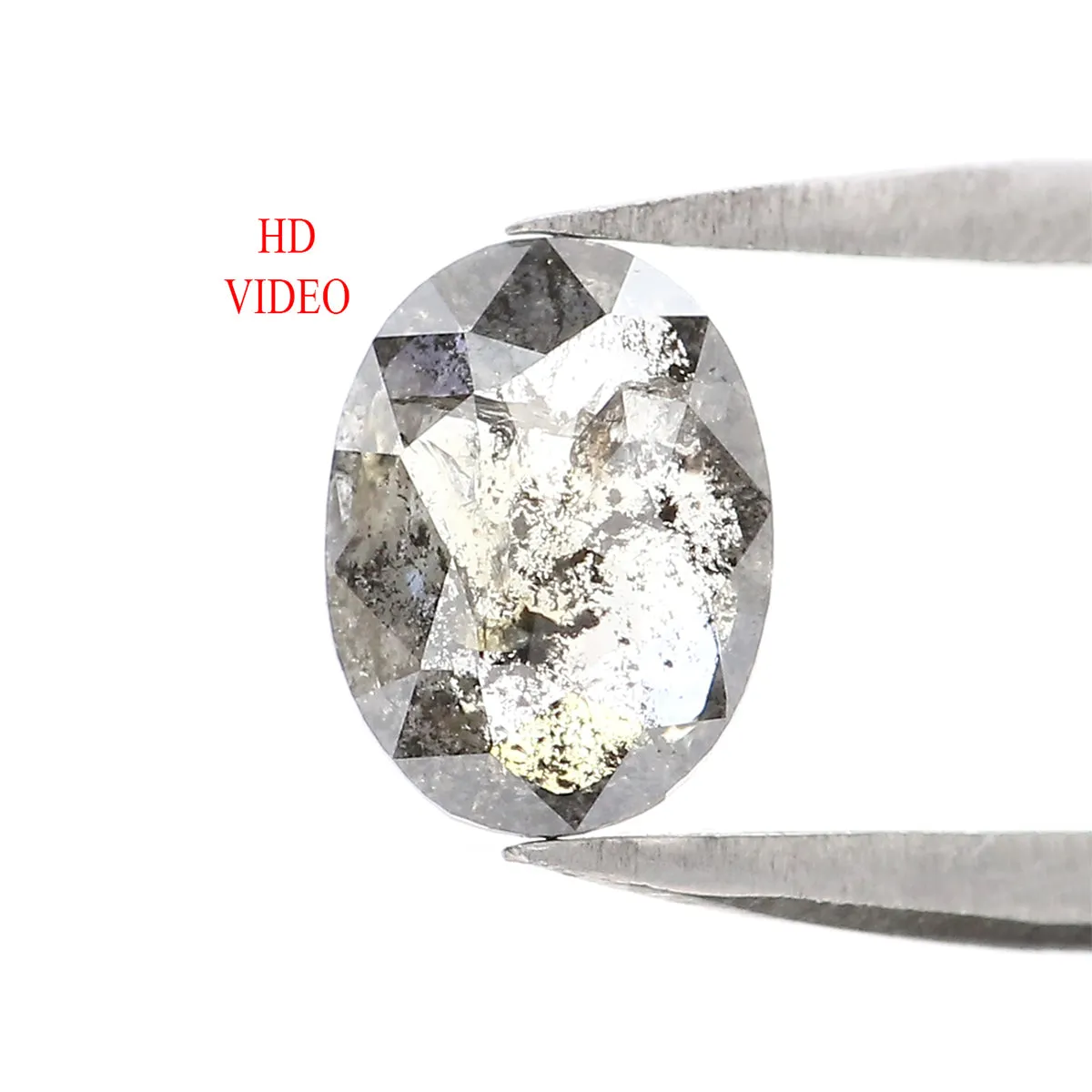 0.78 CT Natural Loose Oval Shape Diamond Salt And Pepper Oval Cut Diamond 7.00 MM Black Grey Color Oval Shape Rose Cut Diamond Q