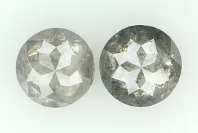 0.85 CT Natural Loose Round Rose Cut Pair Diamond Salt And Pepper Rose Cut Diamond 4.45 MM Natural Black Grey Round Rose Cut Dia