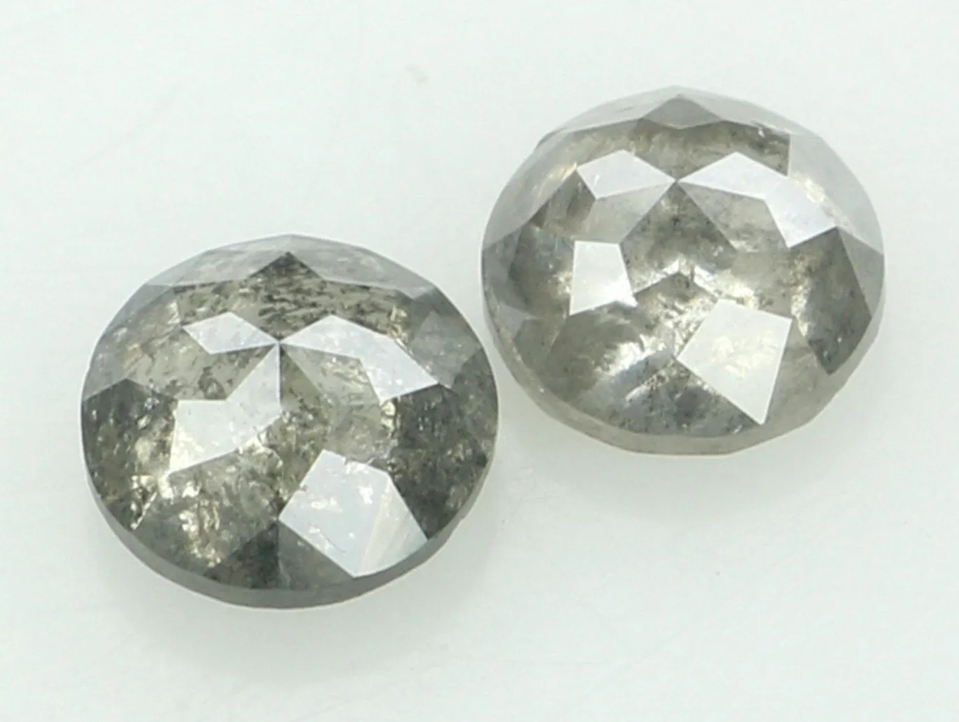 0.85 CT Natural Loose Round Rose Cut Pair Diamond Salt And Pepper Rose Cut Diamond 4.45 MM Natural Black Grey Round Rose Cut Dia