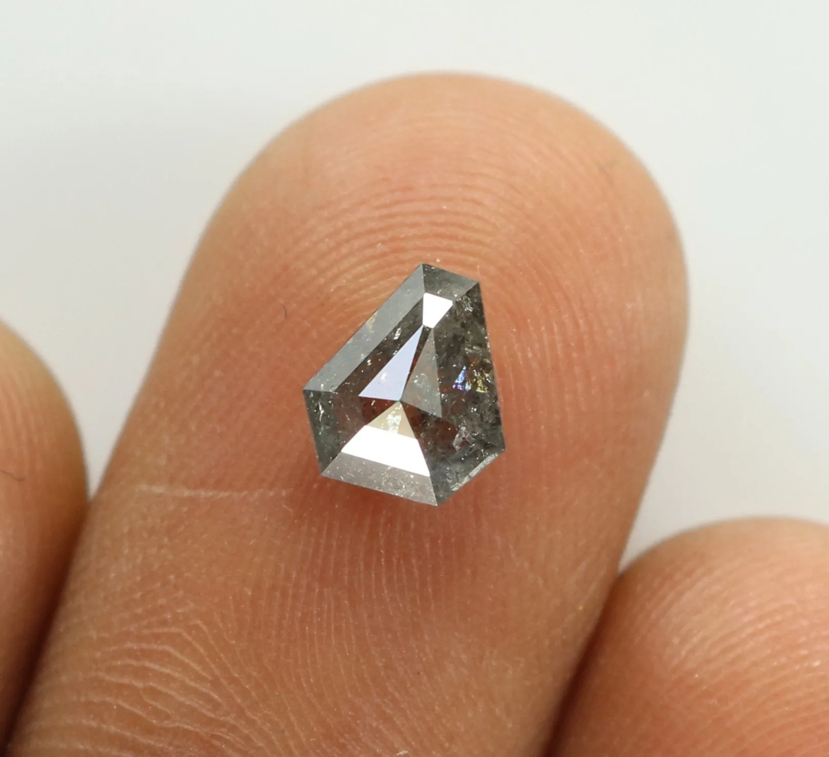 0.87 CT Natural Loose Coffin Shape Diamond Salt And Pepper Coffin Shape Diamond 6.40 MM Black Grey Color Coffin Rose Cut Diamond