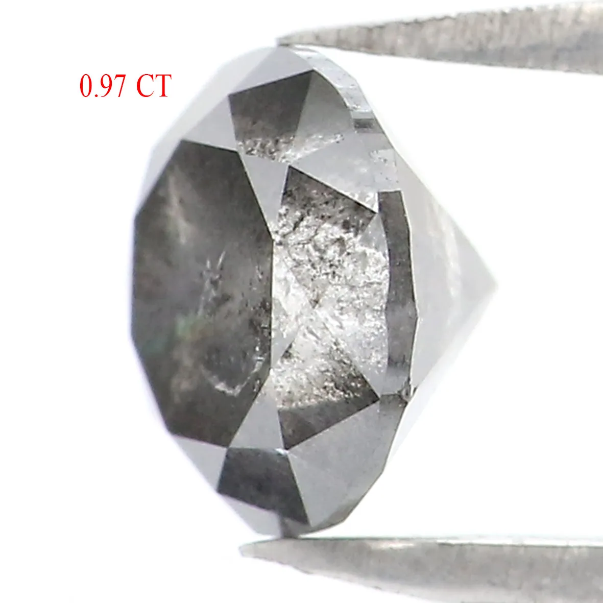 0.97 CT Natural Loose Round Shape Diamond Black Grey Color Round Shape Diamond 5.90 MM Salt And Pepper Round Brilliant Cut Diamo