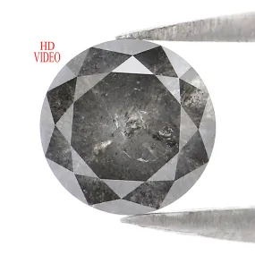 0.97 CT Natural Loose Round Shape Diamond Black Grey Color Round Shape Diamond 5.90 MM Salt And Pepper Round Brilliant Cut Diamo