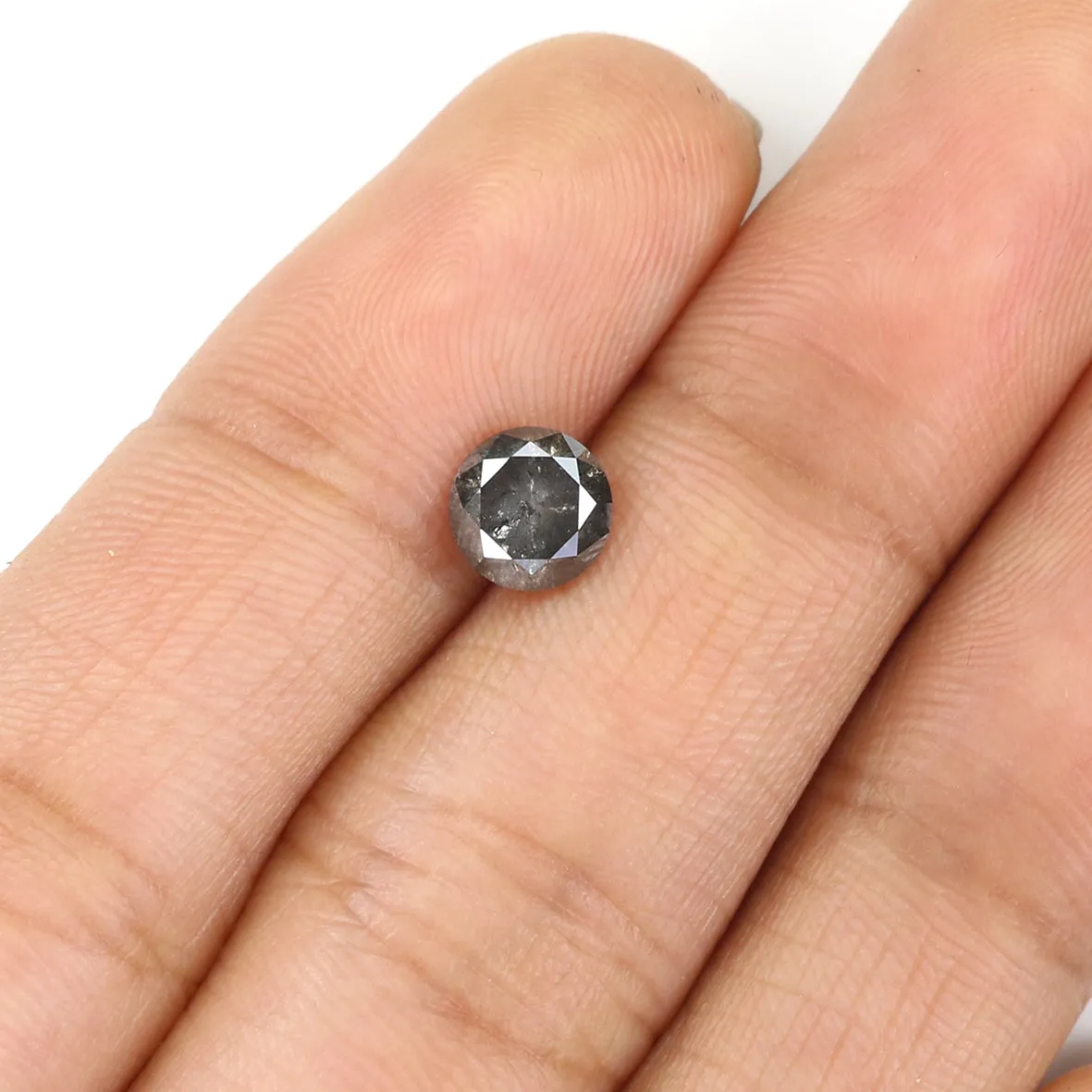 0.97 CT Natural Loose Round Shape Diamond Black Grey Color Round Shape Diamond 5.90 MM Salt And Pepper Round Brilliant Cut Diamo