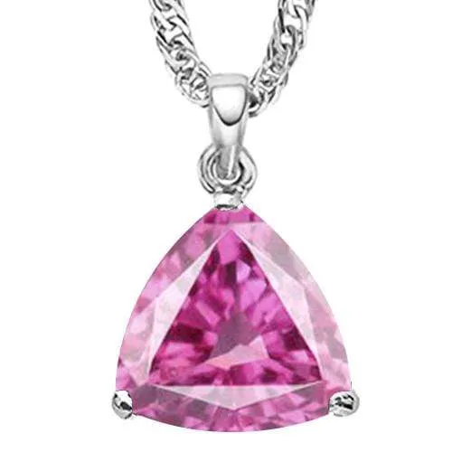 1.00 CT CREATED PINK SAPPHIRE 10KT SOLID GOLD PENDANT