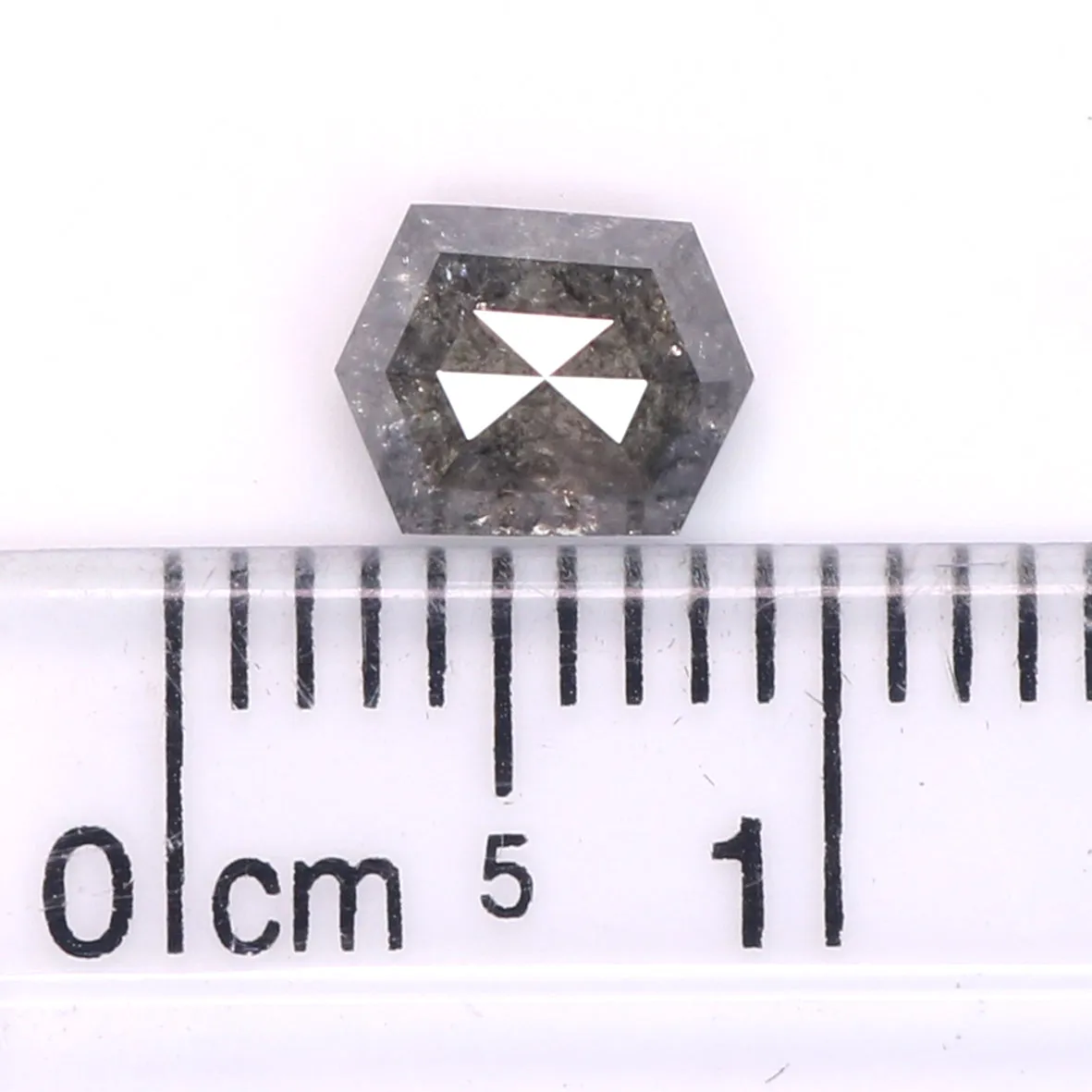 1.00 CT Natural Loose Hexagon Shape Diamond Salt And Pepper Hexagon Cut Diamond 6.45 MM Natural Black Grey Hexagon Rose Cut Diam