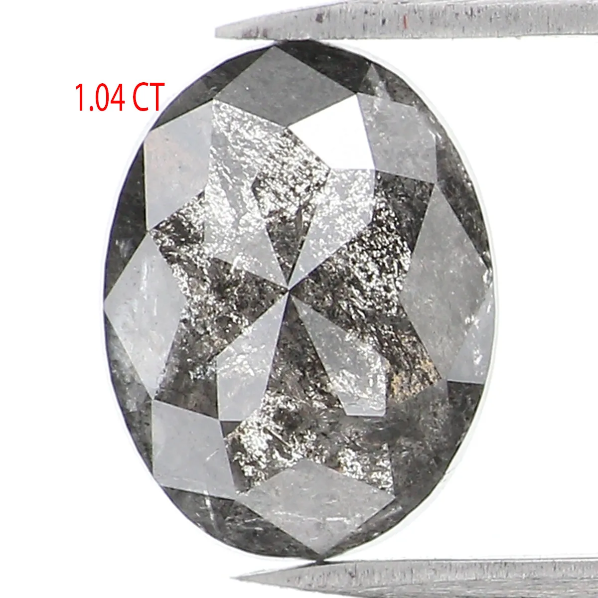 1.04 CT Natural Loose Oval Shape Diamond Salt And Pepper Oval Diamond 7.35 MM Natural Loose Black Grey Color Oval Rose Cut Diamo