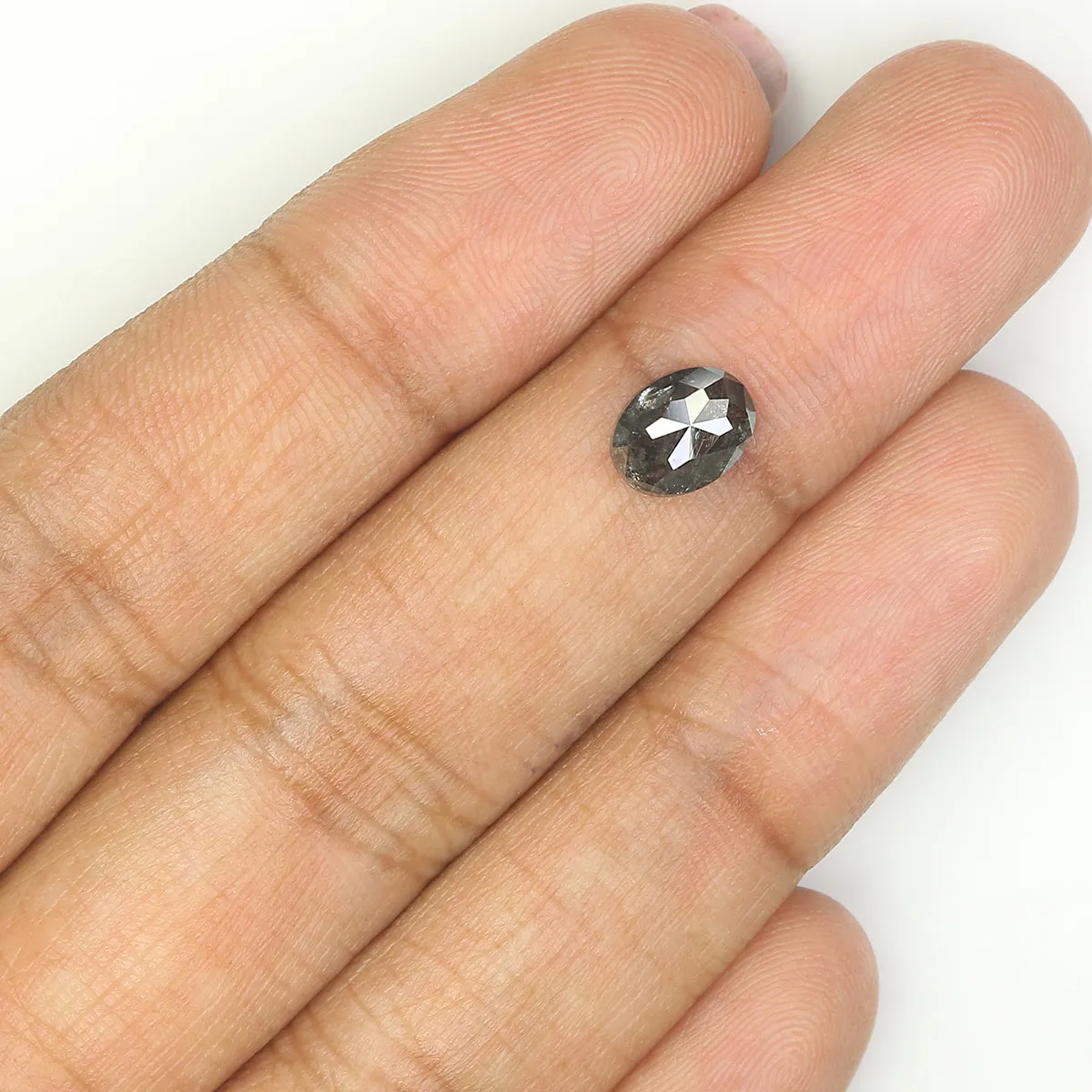 1.04 CT Natural Loose Oval Shape Diamond Salt And Pepper Oval Diamond 7.35 MM Natural Loose Black Grey Color Oval Rose Cut Diamo