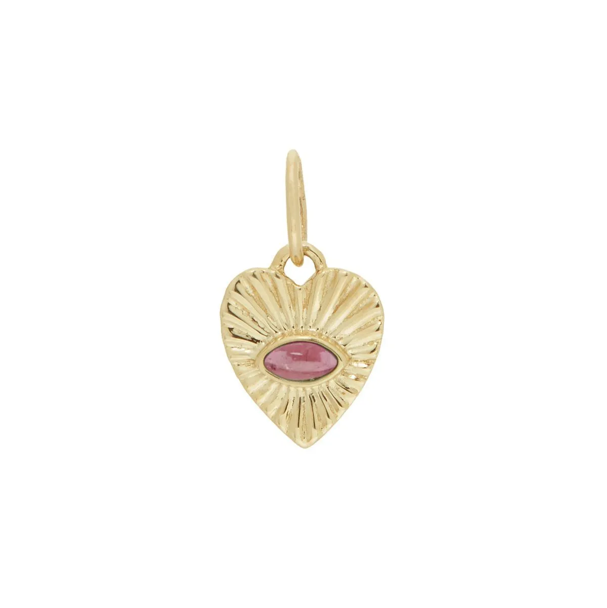 10K Gold Mini Textured Heart Pendant with Pink Tourmaline