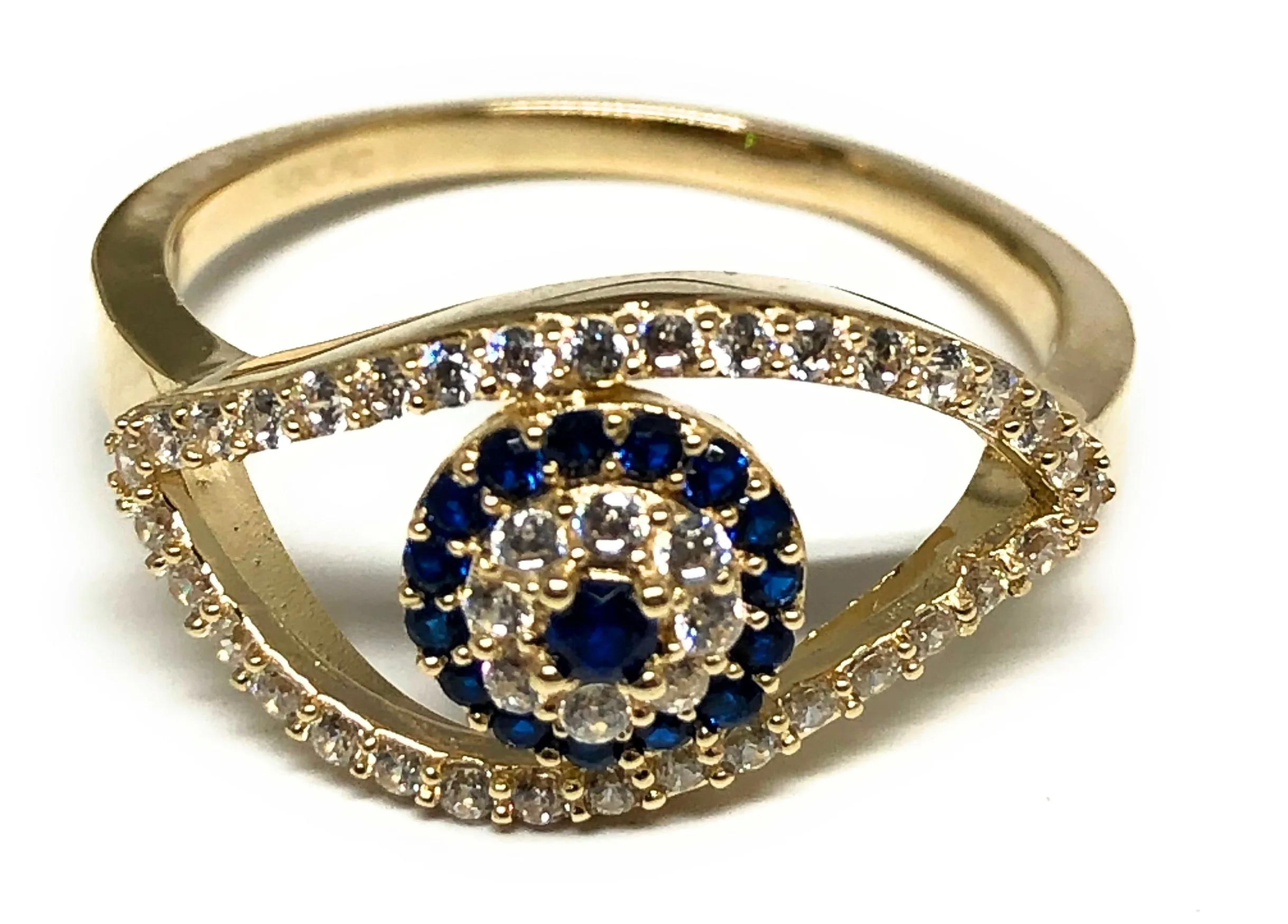 10k Solid Gold Evil Eye BLUE CZ Ring (FC  94)