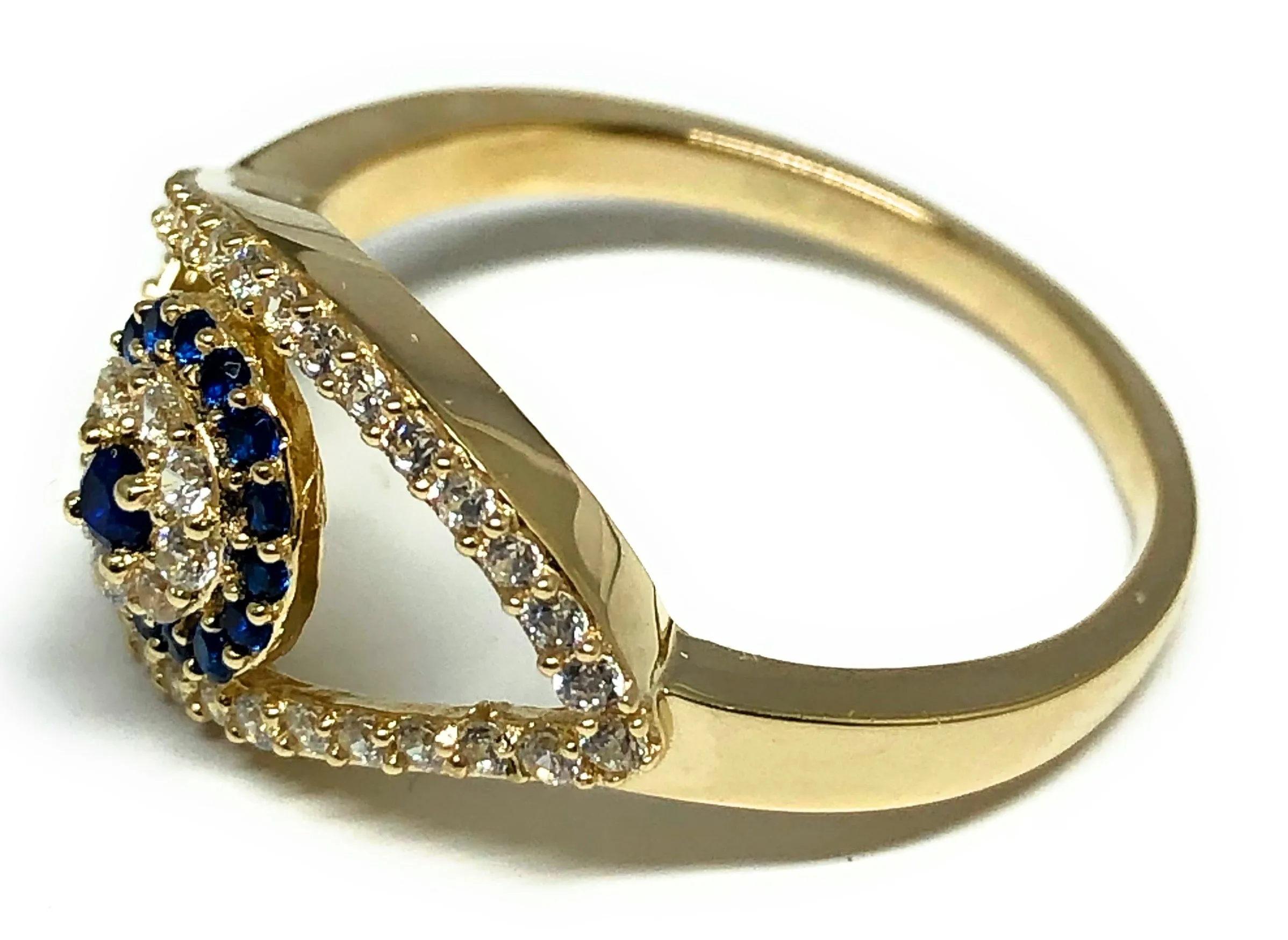 10k Solid Gold Evil Eye BLUE CZ Ring (FC  94)