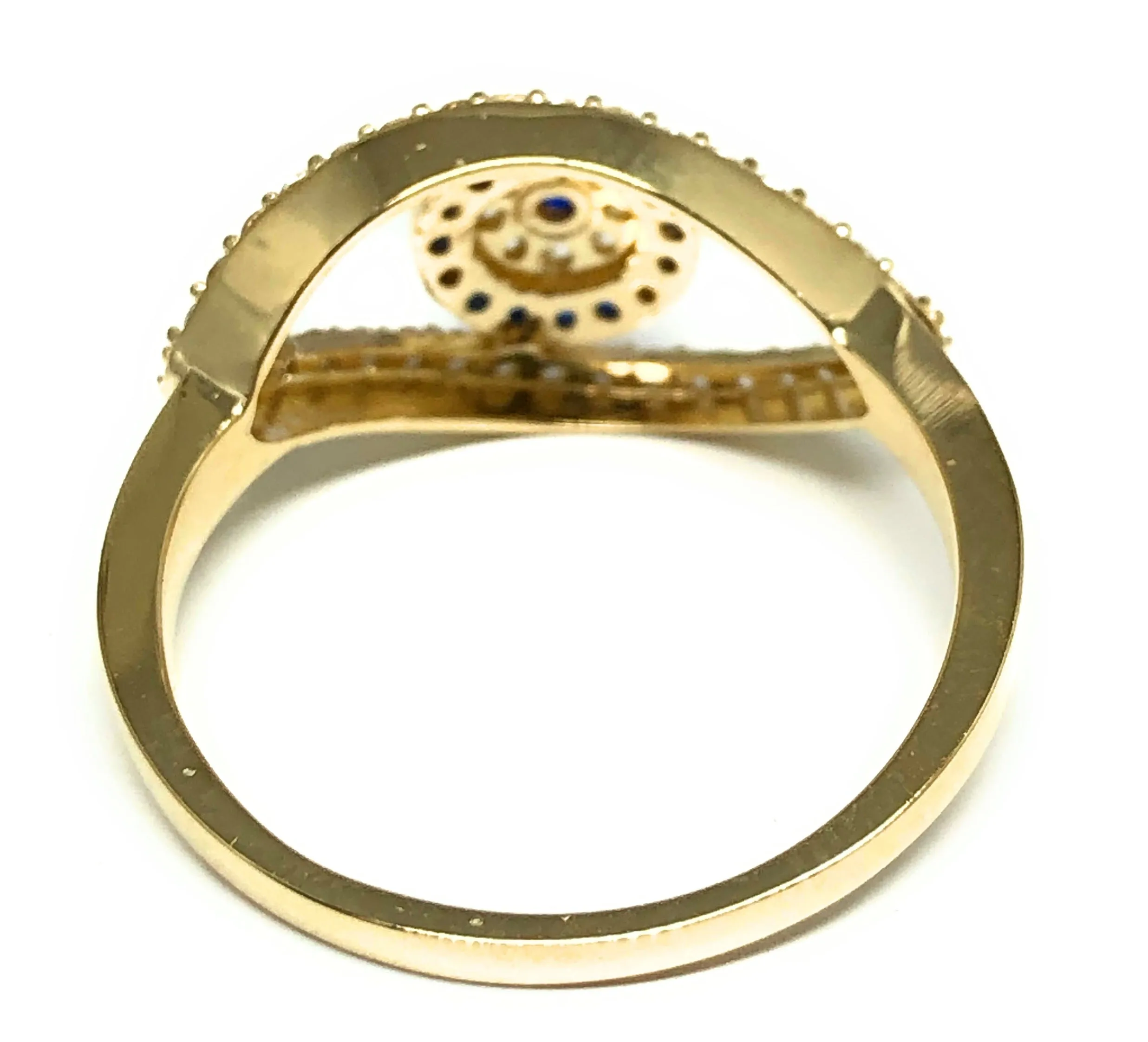 10k Solid Gold Evil Eye BLUE CZ Ring (FC  94)