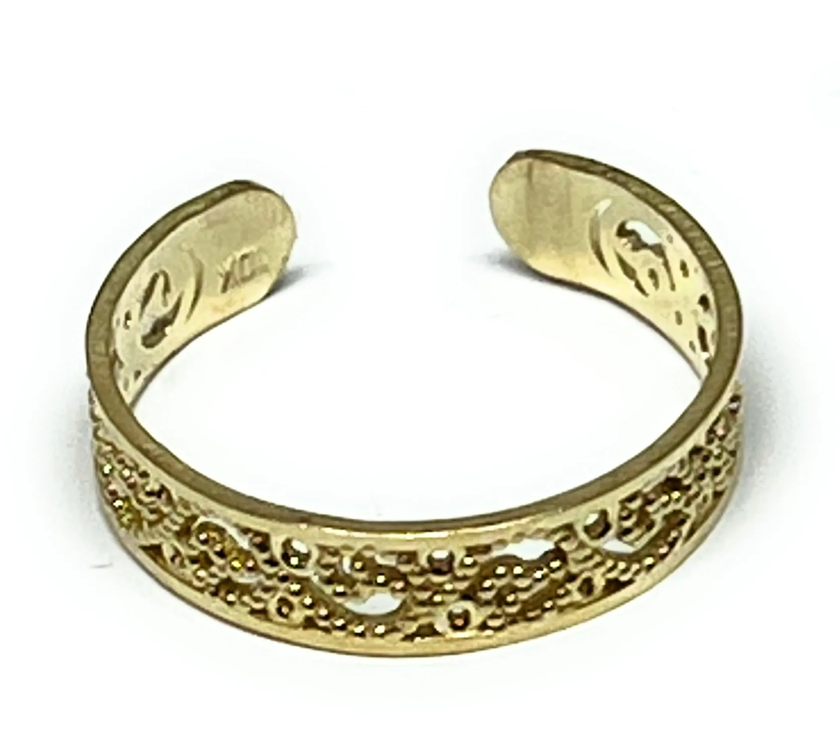 10k Solid Gold FILIGRAN Band TOE Ring