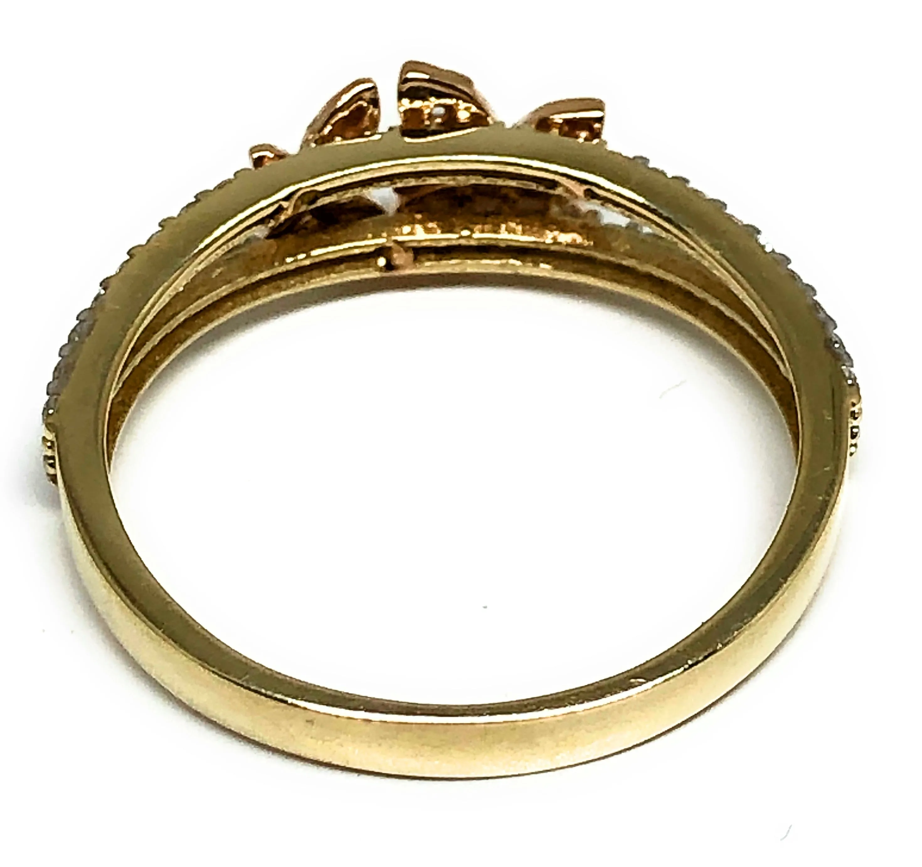 10k Solid Gold Yellow & Rose Gold CZ Flower Ring