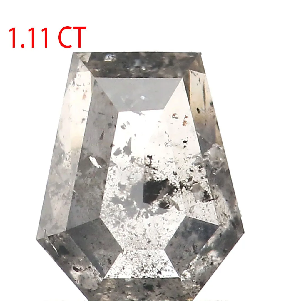 1.11 CT Natural Loose Coffin Shape Diamond Salt And Pepper Coffin Cut Diamond 6.80 MM Black Grey Color Coffin Shape Rose Cut Dia