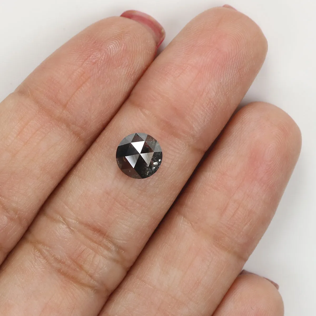 1.26 Ct Natural Loose Round Rose Cut Diamond Salt And Pepper Round Shape Diamond 6.70 MM Natural Black Grey Round Rose Cut Diamo