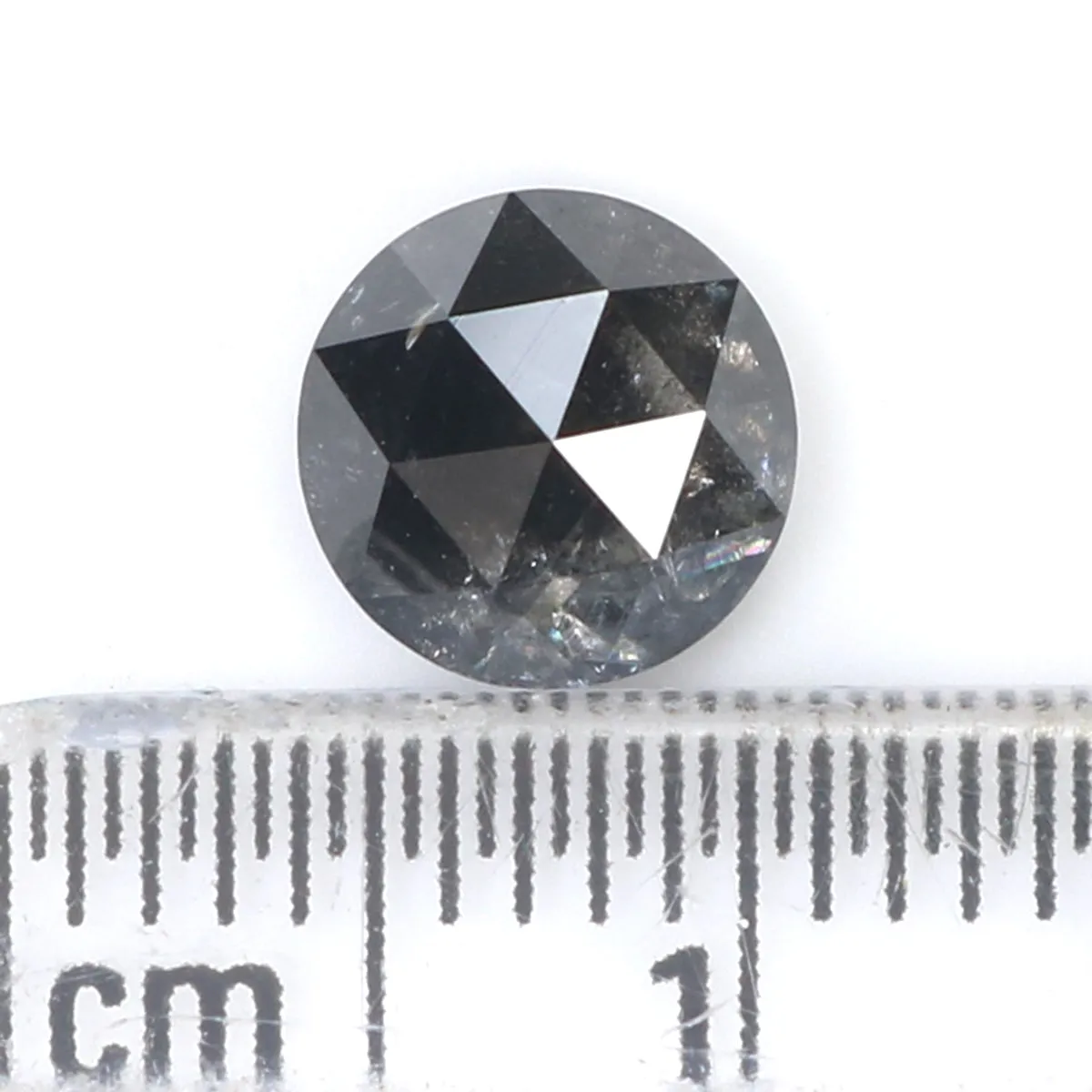 1.26 Ct Natural Loose Round Rose Cut Diamond Salt And Pepper Round Shape Diamond 6.70 MM Natural Black Grey Round Rose Cut Diamo