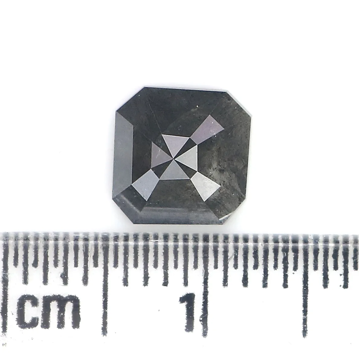 1.33 CT Natural Loose Asscher Shape Diamond Salt And Pepper Asscher Shape Diamond 6.90 MM Black Grey Color Asscher Rose Cut Diam