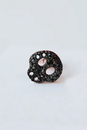 14K 18K Solid Gold Black Cz Skull Cartilage Helix Inner Conch  Barbell Piercing Earring Stud