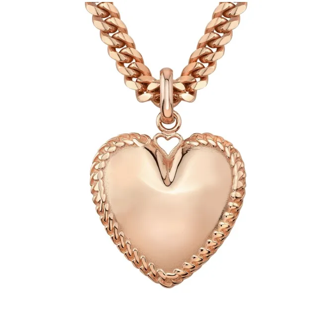 14K GOLD CUBAN LINK JUMBO PUFFED HEART CHARM