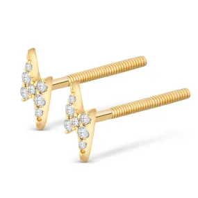 14k Solid Gold Diamond Lightning Bolt Men's Earrings .05CTW