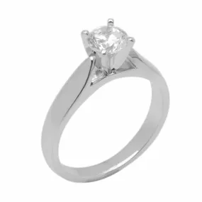 14k Solid Gold Elegant Ladies Modern Reverse Tapered Round Solitaire Ring D2021v