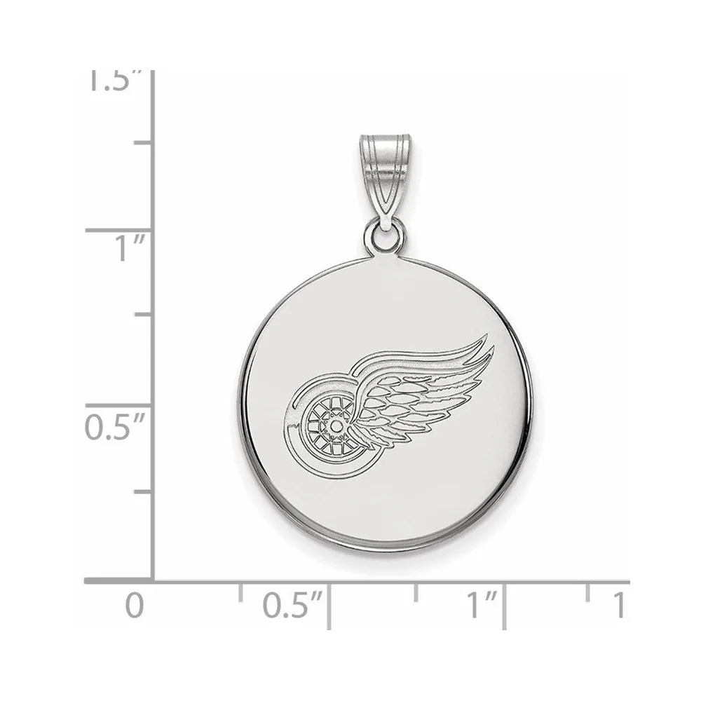 14k White Gold NHL Detroit Red Wings Large Disc Pendant