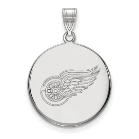 14k White Gold NHL Detroit Red Wings Large Disc Pendant