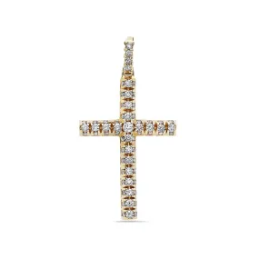 14K Yellow Gold Cross Pendant with 5.70 CT Diamonds