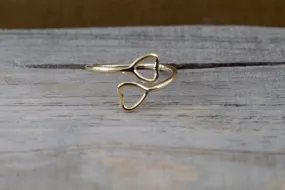 14k Yellow Gold Double Open Heart Adjustable Pinky Knuckle Ring Love