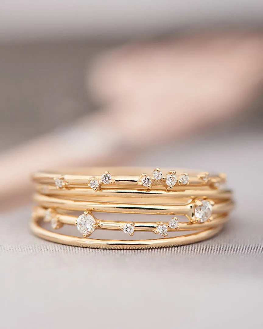 14kt Gold Stargazer Natural Diamond Constellation Ring