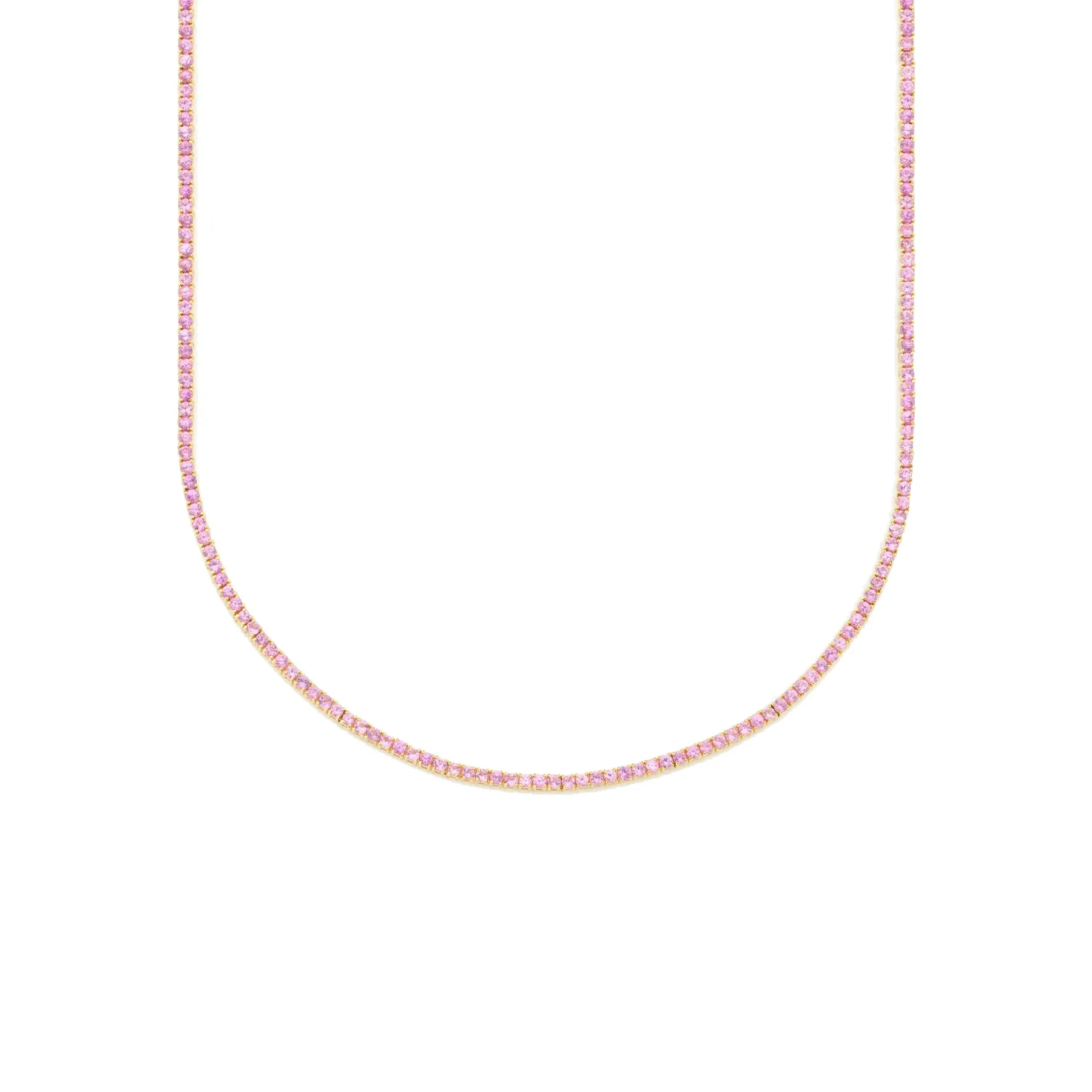 17 Perfect Tennis Necklace - Pink Sapphire / 14k Yellow Gold