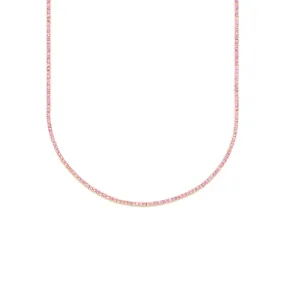 17 Perfect Tennis Necklace - Pink Sapphire / 14k Yellow Gold