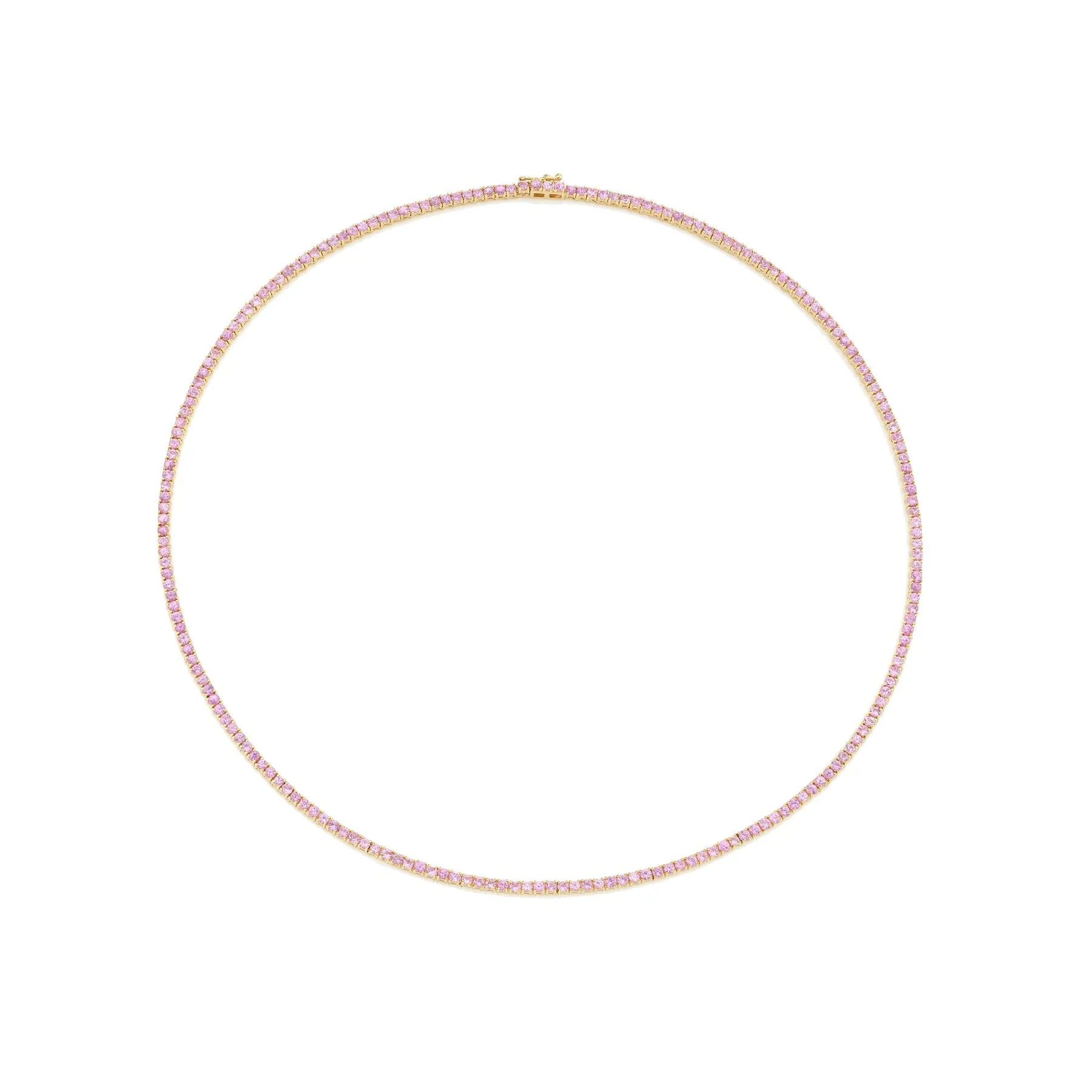 17 Perfect Tennis Necklace - Pink Sapphire / 14k Yellow Gold