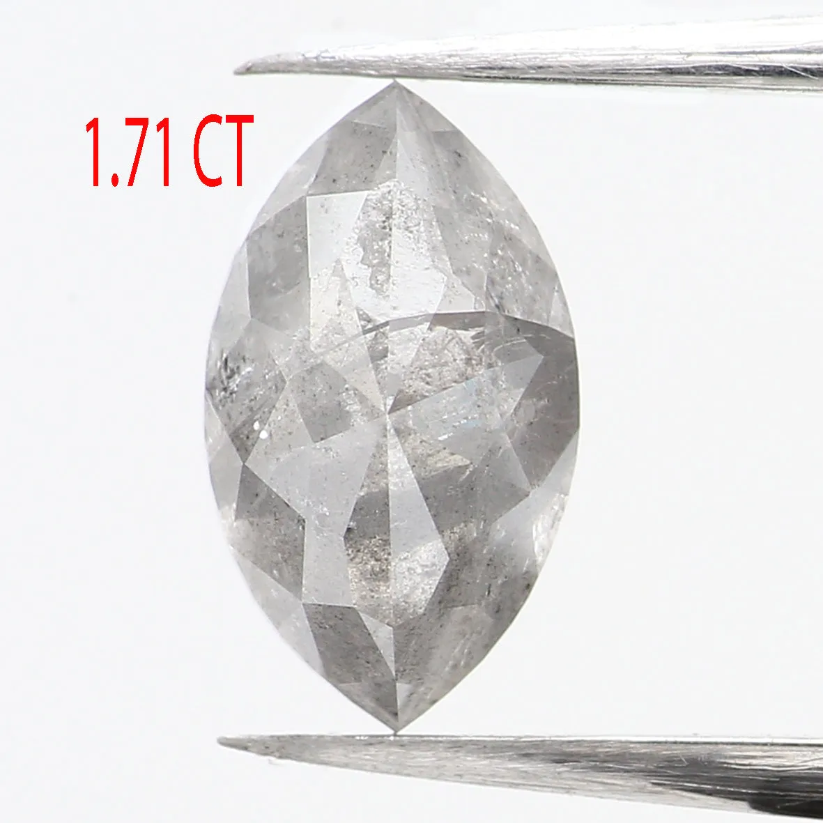 1.71 CT Natural Loose Marquise Shape Diamond Salt And Pepper Loose Marquise Rose Cut Diamond 9.15 MM Grey Color Marquise Cut Dia