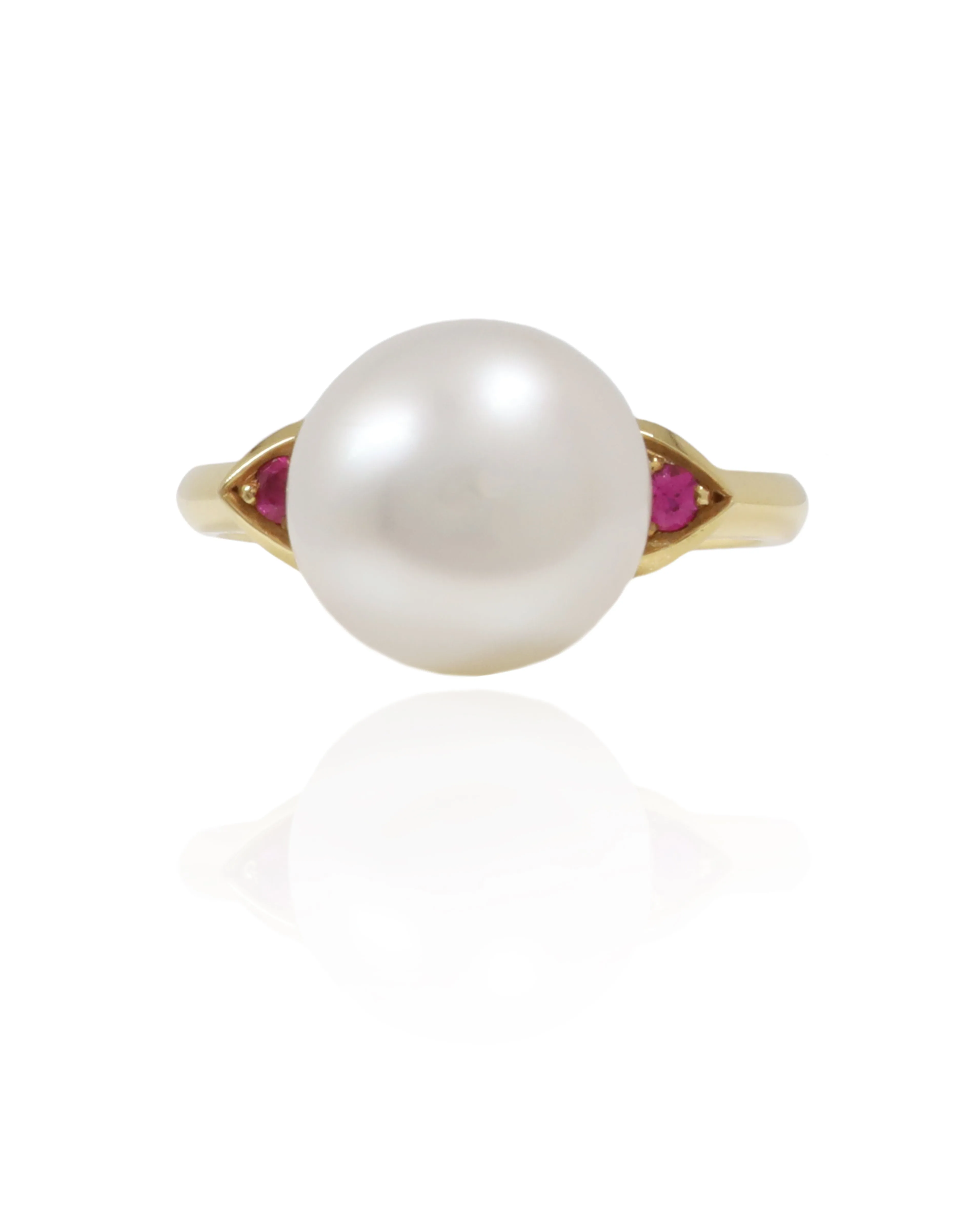 18ct Yellow Gold, Ruby and South Sea Pearl Ring