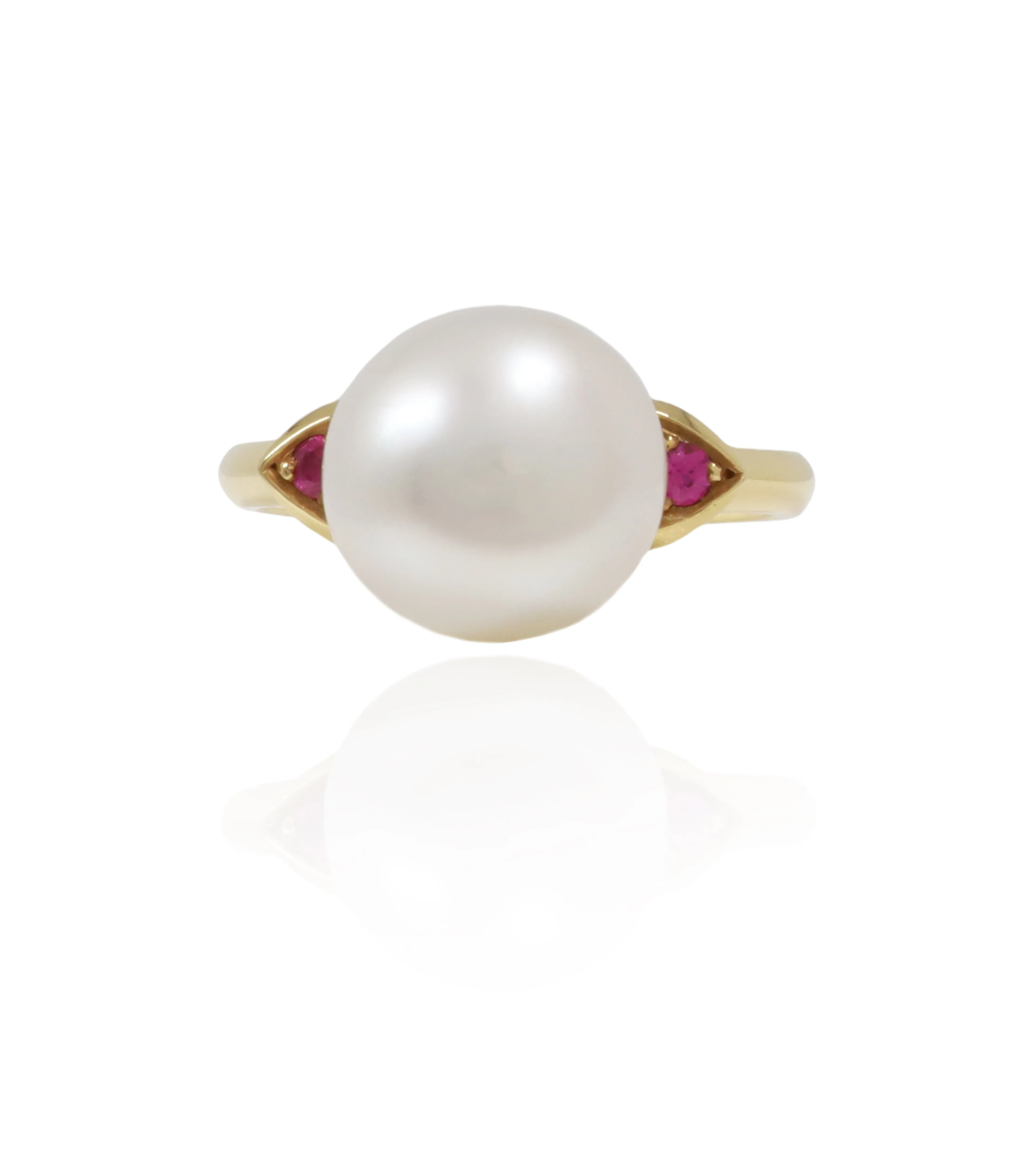 18ct Yellow Gold, Ruby and South Sea Pearl Ring