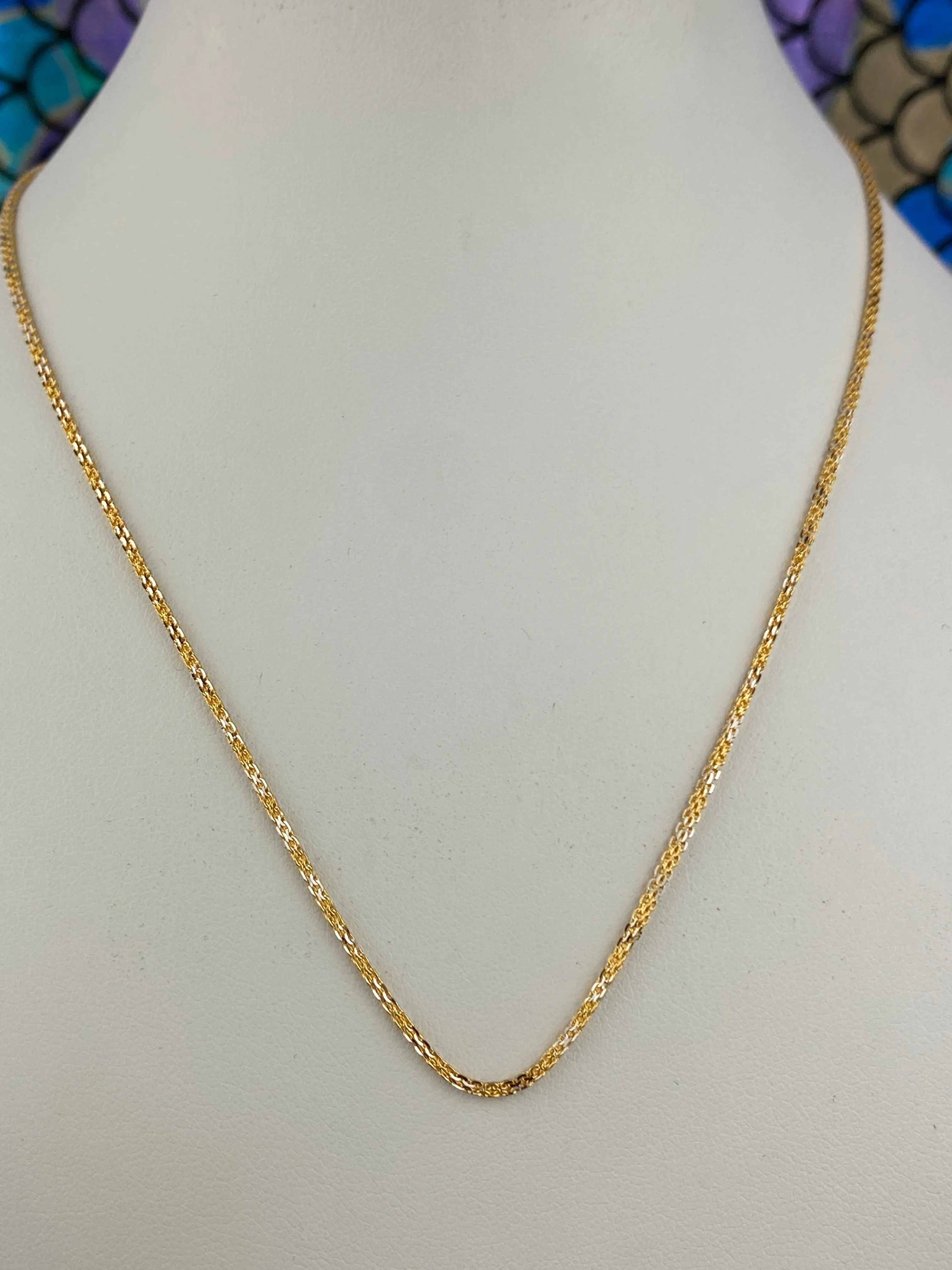 22k Chain Solid Gold Ladies Two tone Inter Connected Cable Design c0428