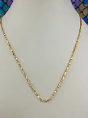 22k Chain Solid Gold Ladies Two tone Inter Connected Cable Design c0428