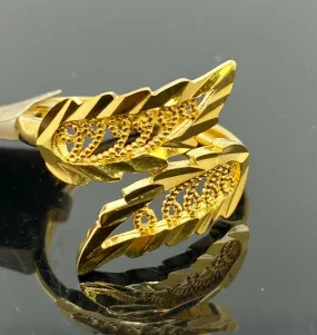 22k Ring Solid Gold ELEGANT Filigree Leaf Design Ladies Band r2398