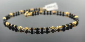 22K Solid Gold Black Beads Bracelet B8245