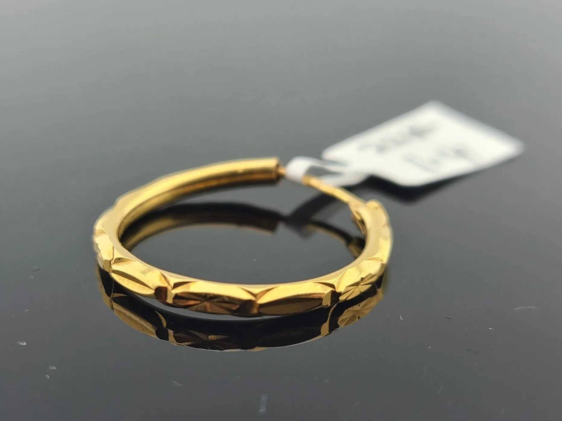 22K Solid Gold Designer Single Hoop E221201