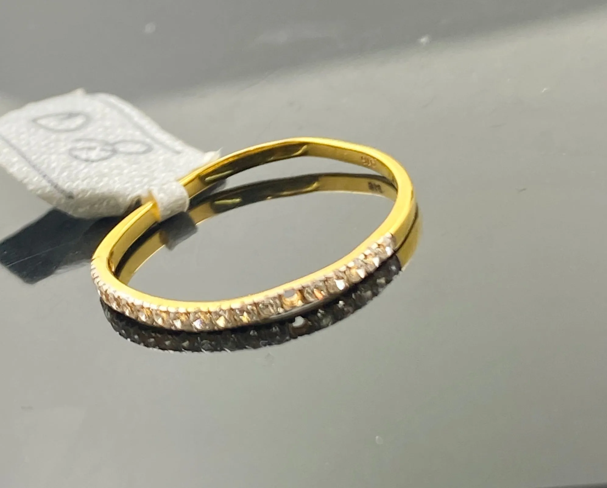 22k Solid Gold Simple Thin Stones Encrusted Band r3766