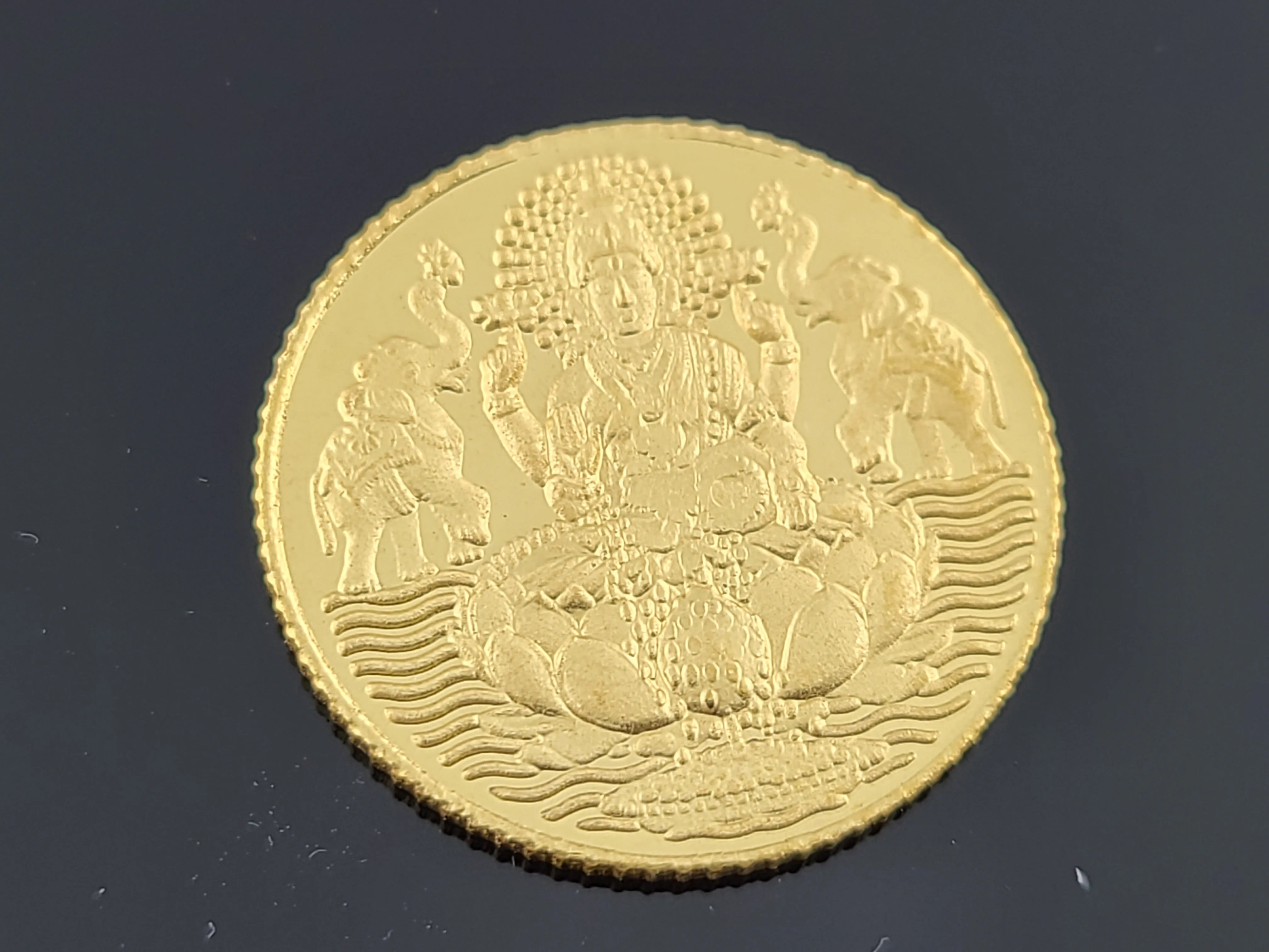 24K Goddess Lakshmi Solid Gold Coin cn19