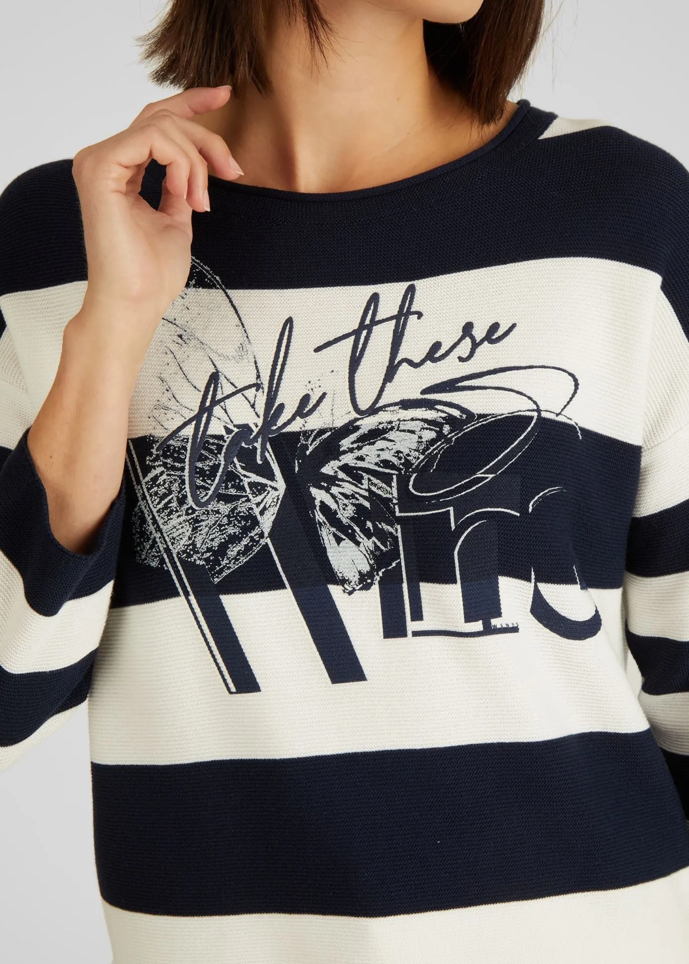 513611- Navy/White Stripe jumper - Rabe